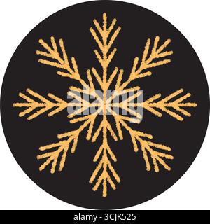 Chalk Snowflake Sticker Circle Ornament Stock Vector