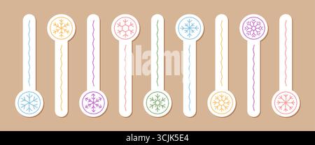 Pastel Crayon Snowflake Sticker Set Stock Vector