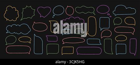 Organic Chalk Contour Speech Bubble Set Stock Vector
