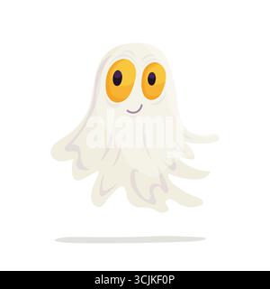 Cute ghost with big yellow eyes Stock Vector