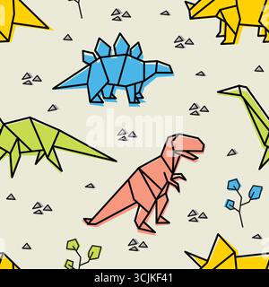 Playful Origami Dinosaur Design Vector Design Stock Vector