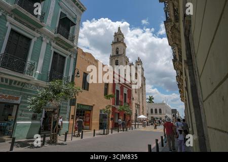 Merida, Mexico - April 20, 2025: Cathedral of San Ildefonso in Merida, Mexico. Stock Photo