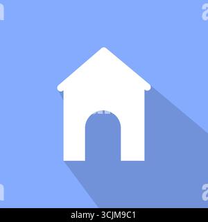 Doghouse home icon. Pet residence symbol. Animal shelter Vector. Blue background illustration. EPS 10. Stock Vector