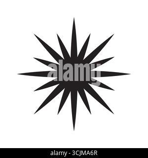 Black sparkle icon. Starburst shape Vector. Radiant flash symbol. Geometric burst sign. EPS 10. Stock Vector