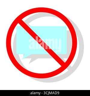 No chat sign. Forbidden conversation symbol. Speech bubble prohibited. Vector communication icon. EPS 10. Stock Vector