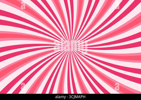 Candy pattern background with swirl strawberry and cream texture. Spiral pink vector sweet vortex. Abstract radial cartoon marshmallow poster. Stock Vector