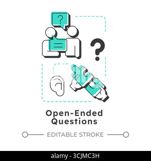 Open-ended questions modern linear concept icon Stock Vector