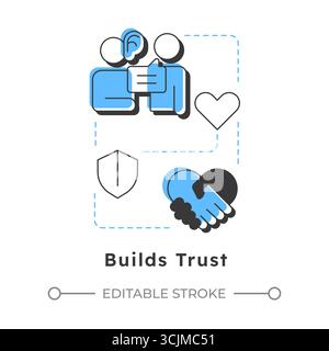 Builds trust modern linear concept icon Stock Vector