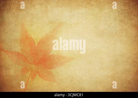 Autumn leaves over vintage background. Perfect grunge fall texture. Stock Photo