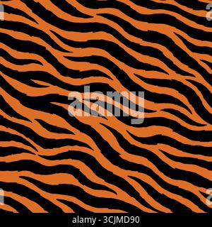 Tiger skin seamless pattern design. Animal print vector illustration background. Wildlife fur skin design illustration for web, home decor, fashion, s Stock Vector