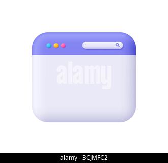 Purple and white website page, browser window with tab and search bar. User interface, computer software, web development concept. 3d vector icon. Car Stock Vector