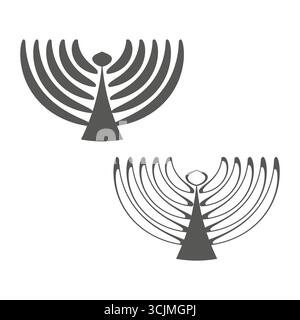 Menorah lamp icon. Jewish holiday symbol. Candelabrum emblem. Vector Hanukkah illustration. EPS 10. Stock Vector