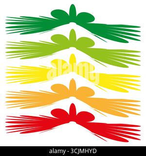 Abstract arrows illustration. Rasta color vector. Bright graphic design. Pointing shapes element. EPS 10. Stock Vector