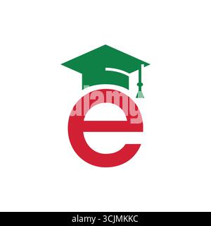 Premium education academy hat study with letter E logo design Stock Vector