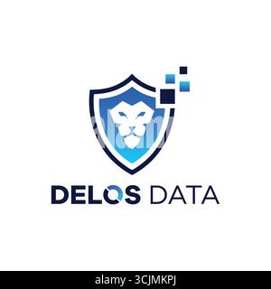 Premium security lion shield tech logo design Stock Vector