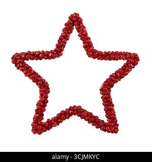 Red Christmas Jingle Bell Star Ornament isolated on white background Stock Photo