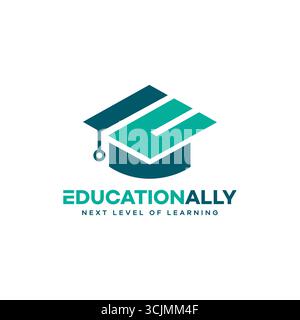 Premium education academy hat study with letter E logo design Stock Vector