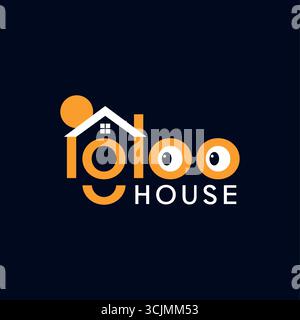 Premium igloo ice house with wordmark letterrmark logo design Stock Vector