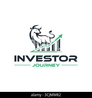 Premium bull trading finance grow chart logo design Stock Vector