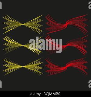 Abstract bow ties. Dynamic line elements. Colorful vector illustration. Geometric shapes collection. EPS 10. Stock Vector