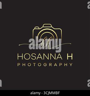 Premium camera with letter hh logo design Stock Vector