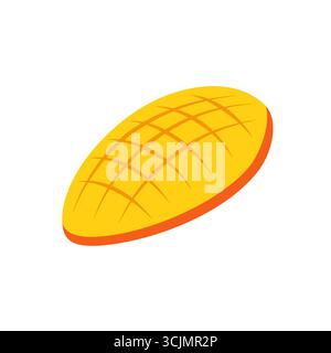 Flat style illustration of mango fruit cubes. Bright tropical design element for exotic food, dessert, and healthy summer concepts. Vector illustratio Stock Vector