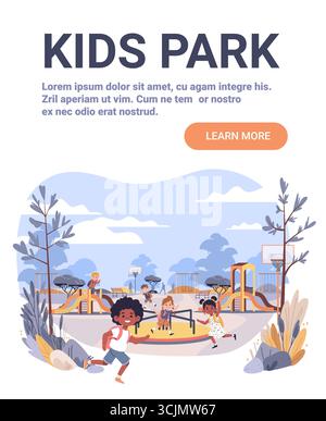 outdoor park kids playing sunny day vector illustration Stock Vector ...