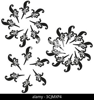 Abstract floral ornament. Monochrome swirl pattern. Decorative vintage forms Vector. Elegant grunge illustration. EPS 10. Stock Vector