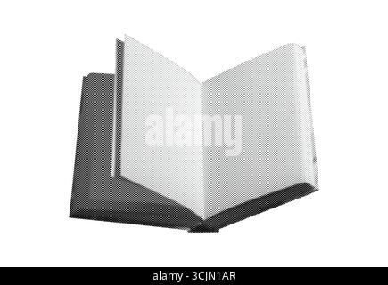 Open blank book with empty white pages casting shadow on plain background showing concept of reading education knowledge literature and clean copy spa Stock Photo