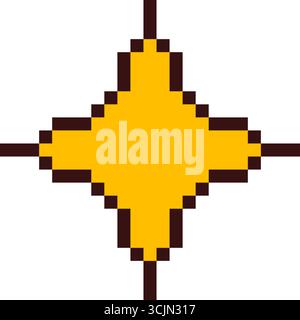 Pixel art star. 8 bit sparkle. Magic firework icon in retro 90s style. Christmas decoration. Twinkle y2k snowflake. Vector illustration. Stock Vector