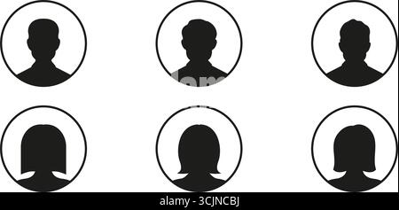 User Profile Silhouette Icon Set. Generic Male And Female Avatar Symbols For Online Identity And Social Media. User Interface And Digital Networking Stock Vector