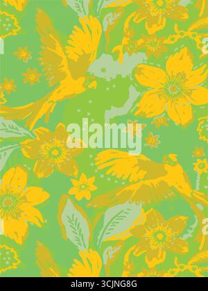 Abstract creative seamless pattern with tropical plants and artistic background,ethnic,leaves,leaf,seamless pattern Stock Vector