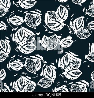Abstract creative seamless pattern with tropical plants and artistic background,ethnic,leaves,leaf,seamless pattern Stock Vector