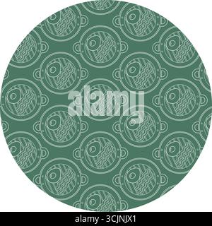 Bacon Strips and Fried Egg on Grill Pan with Handles Pattern on circle Backdrop Outline Chalk effect. Isolated Vector illustration Food or Breakfast Thematic Cards Backdrop Menu Banner, leaflet, label Stock Vector