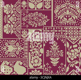 Ikat abstract pattern. Illustration ikat blue watercolor abstract floral paisley seamless pattern. Ikat abstract pattern use for fabric, textile, home Stock Vector