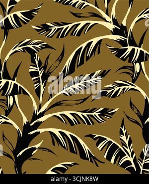 Abstract creative seamless pattern with tropical plants and artistic background,ethnic,leaves,leaf,seamless pattern Stock Vector