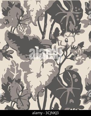 Abstract creative seamless pattern with tropical plants and artistic background,ethnic,leaves,leaf,seamless pattern Stock Vector