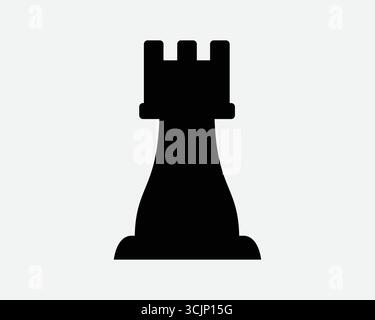 Chess Piece Castle Icon Rook Black Silhouette Shape Strategy Game Competition Play Tower Defense Tactic Attack Plan Success Tournament Sign Symbol Stock Vector