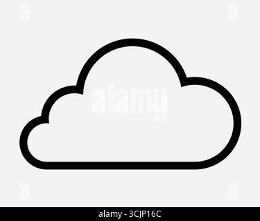 Line Cloud Shape Outline Sign Symbol. Cloudy sky forecast season climate . Digital storage computer data online server technology upload download file Stock Vector