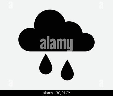 Cloud Rain Icon Raining Season Weather Wet Cloudy Day Storm Thunderstorm Hurricane Disaster Climate Forecast Raindrops Drizzle Black Silhouette Shape Stock Vector