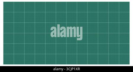Green graph paper with white millimeter grid on dark background. Technical blueprint layout for precise drawing. Stock vector illustration in flat sty Stock Vector