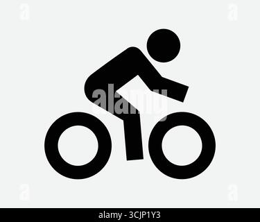 Cyclist Icon Bike Commuter Commute by Riding Bicycle Healthy Active Transport Exercise Sports Urban Commuting on Road Travel on Two Wheels Sign Symbol Stock Vector