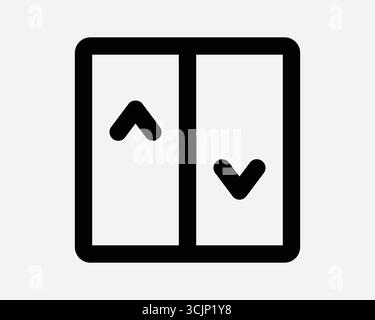 Elevator Line Icon with up down arrow. Outline graphic symbol sign of lift with arrows pointing descent ascent for office building floors at lobby Stock Vector