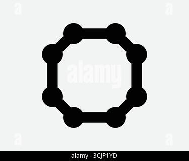 Eight Corner Shape Icon Black graphic line polygon outline octagon geometric geometry digital symbol frame border clipart illustration stop road sign Stock Vector