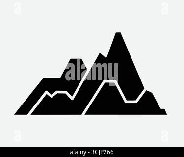 Mountain Range Icon Graphic Image of hill hiking landscape nature snow submit adventure travel wilderness extreme sports mountaineering symbol sign Stock Vector
