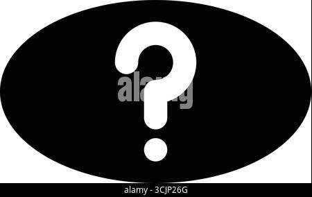 Question mark symbol oval shape. Sign for queries or FAQ questioning. Information Helpdesk to help problem or ask info in doubt. Assistance chat butto Stock Vector