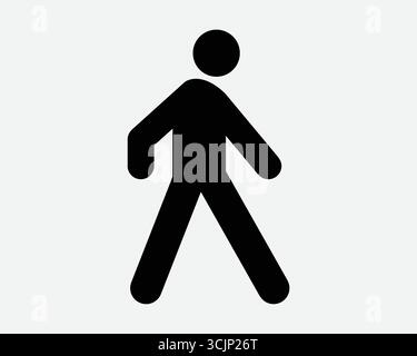 Pedestrian Icon person man walking walk crossing cross road traffic street warning alert footpath sidewalk human stick figure shape outline sign symbo Stock Vector