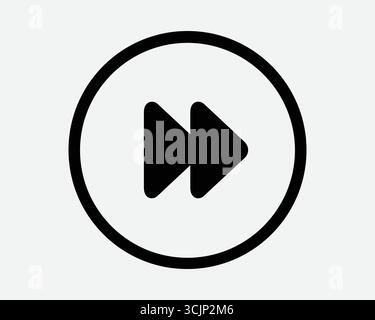 Fast Forward Media Icon Double Right Arrow Direction Skip Ahead Video Audio Movie Song Soundtrack Multimedia Player Round Button Navigation Control Stock Vector