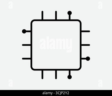 Microchip Line Icon Computer Core Processor IT Micro Chip PC Electronic Hardware Semiconductor AI AR Network System Digital Web Online Sign Symbol Stock Vector