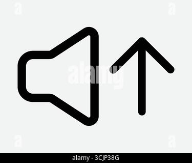 Increase Volume Speaker Icon Black Line Arrow Pointing Point Up Scale Media Sound Control Multimedia Controller Broadcasting Level Levels Outline Shap Stock Vector